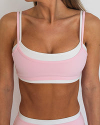 Double Layer Scoop Bra - Soft Pink & White