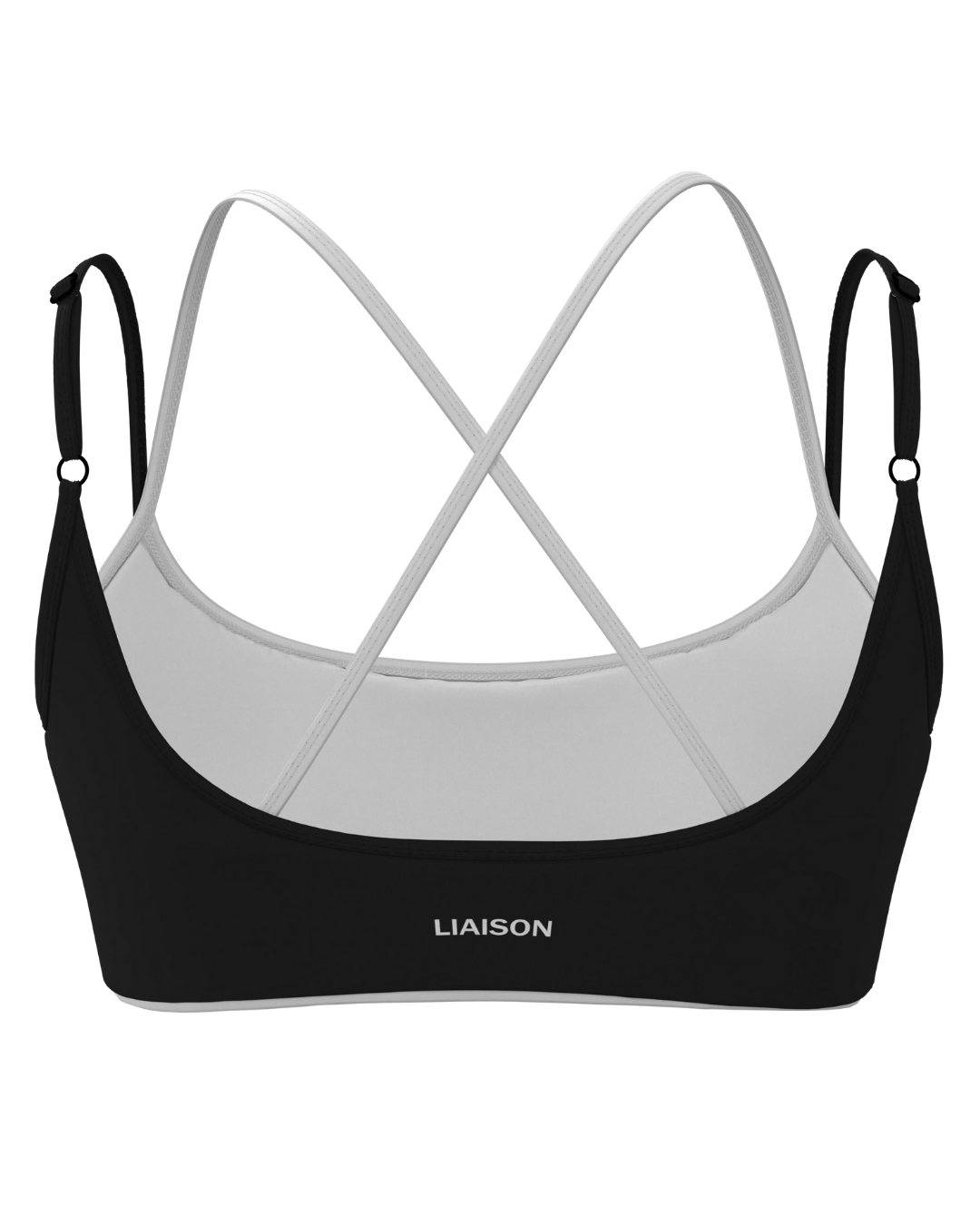 Layered Cross Back Bra - Black & White