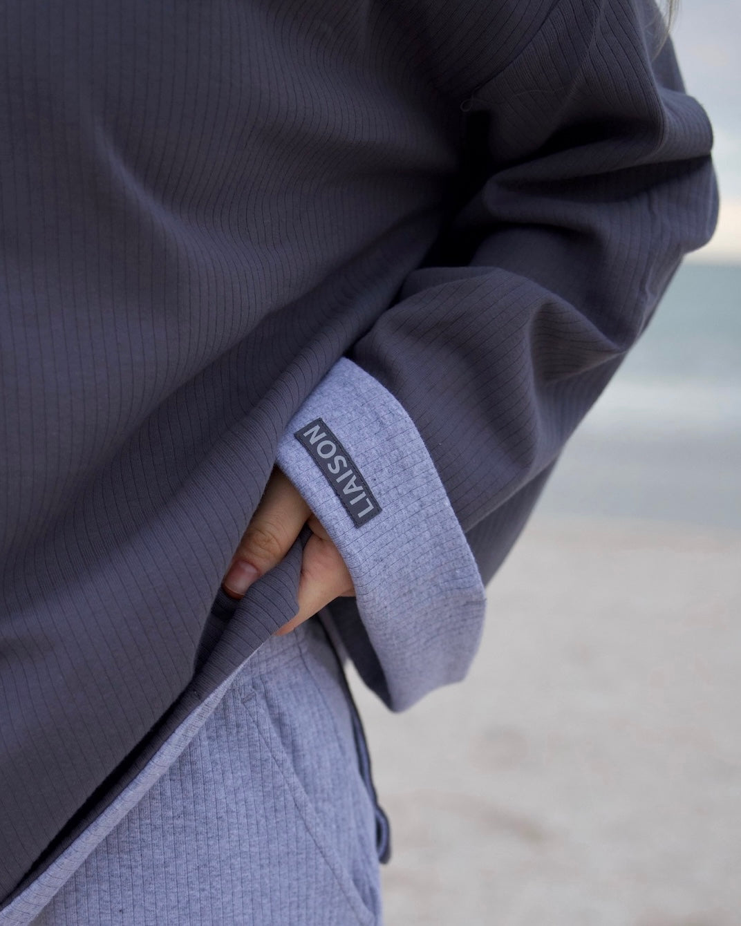The Oversized Reversible Crew - Heathered Gray/Washed Navy