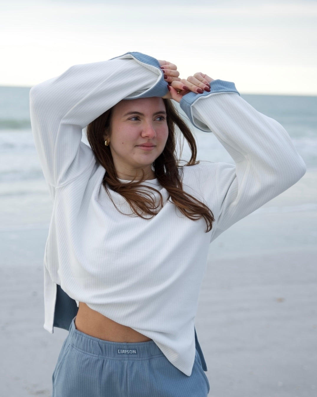 The Oversized Reversible Crew - Misty Blue/Cloud