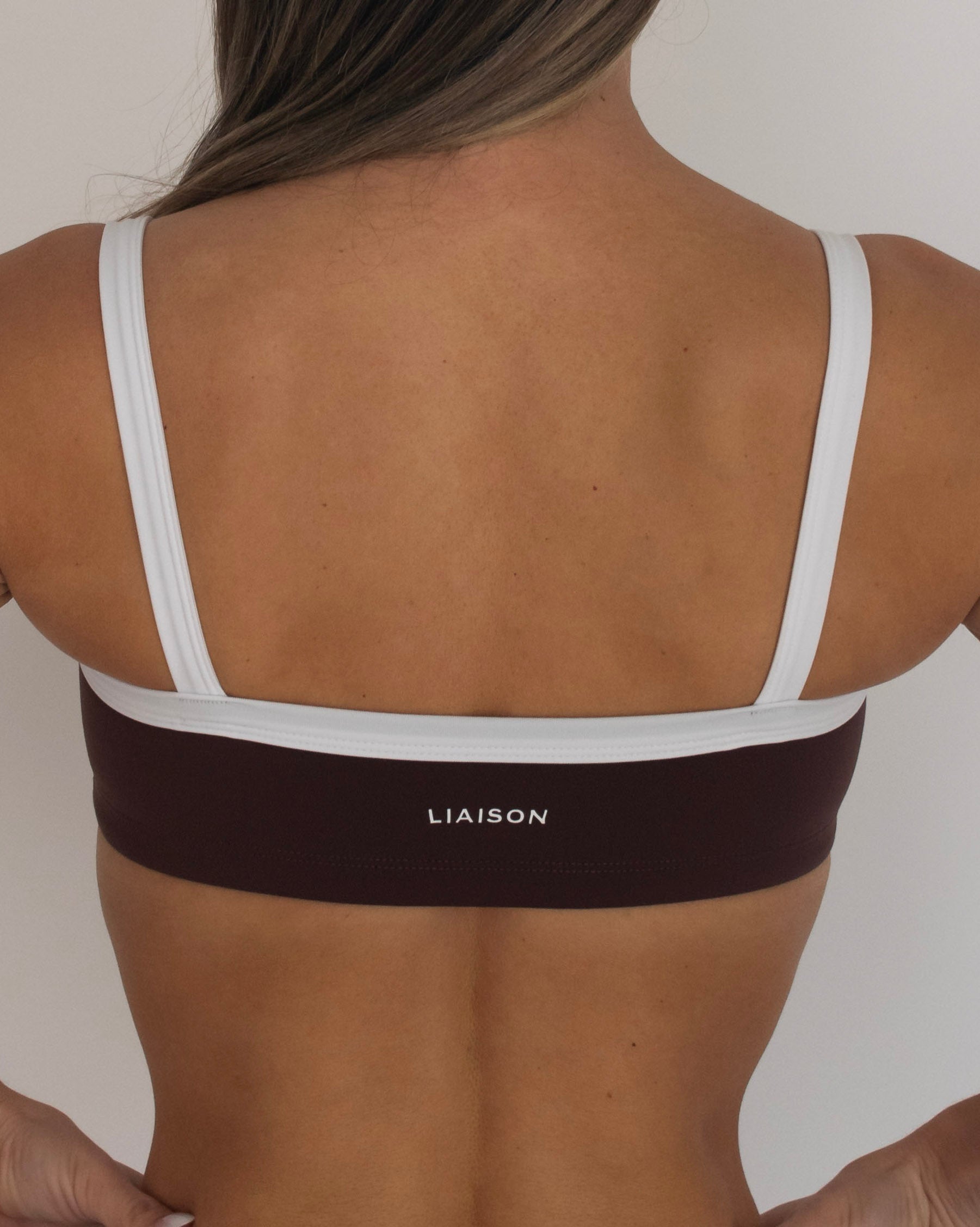 Basic Contrast Bra - Mocha Brown & White