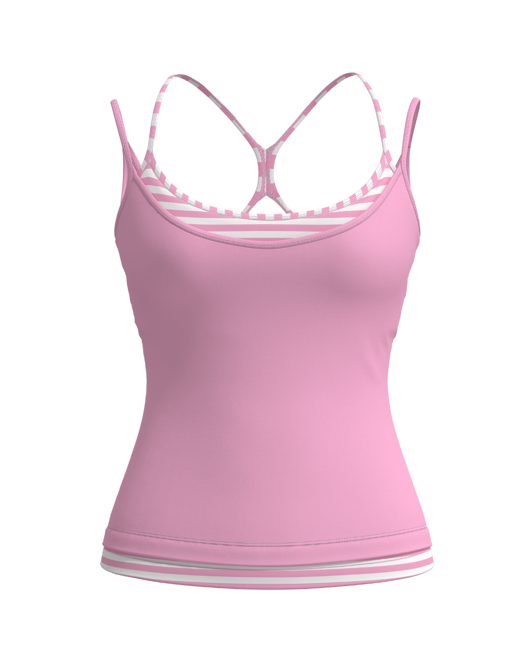 PRE-ORDER - Double Layer Sporty Tank - Petal Pink & Stripes