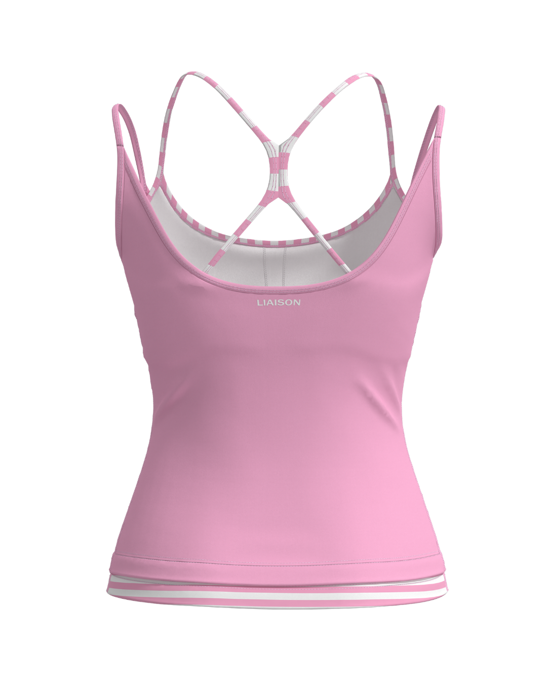 PRE-ORDER - Double Layer Sporty Tank - Petal Pink & Stripes