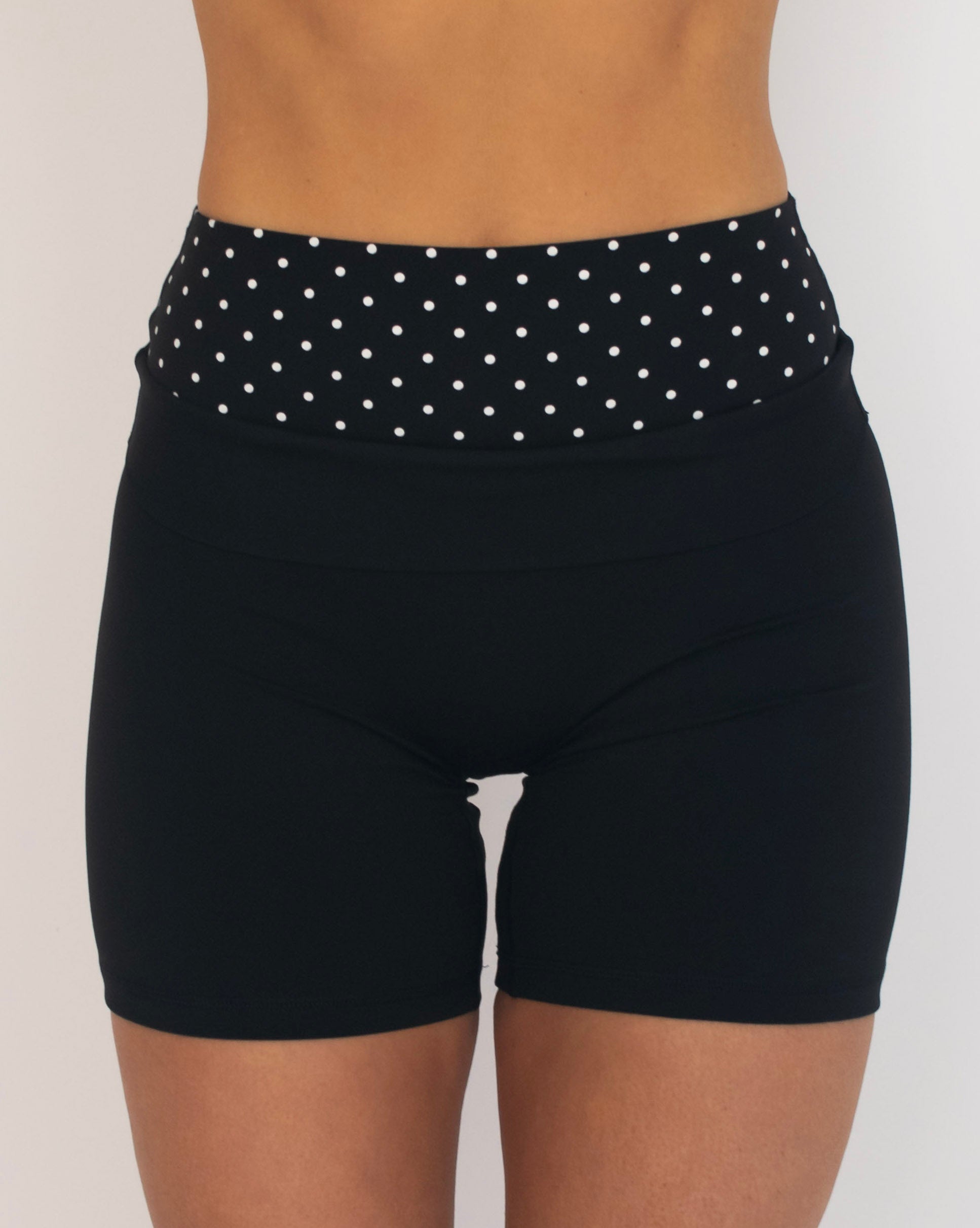 Layered Sculpt Short - Black & White Polka Dots