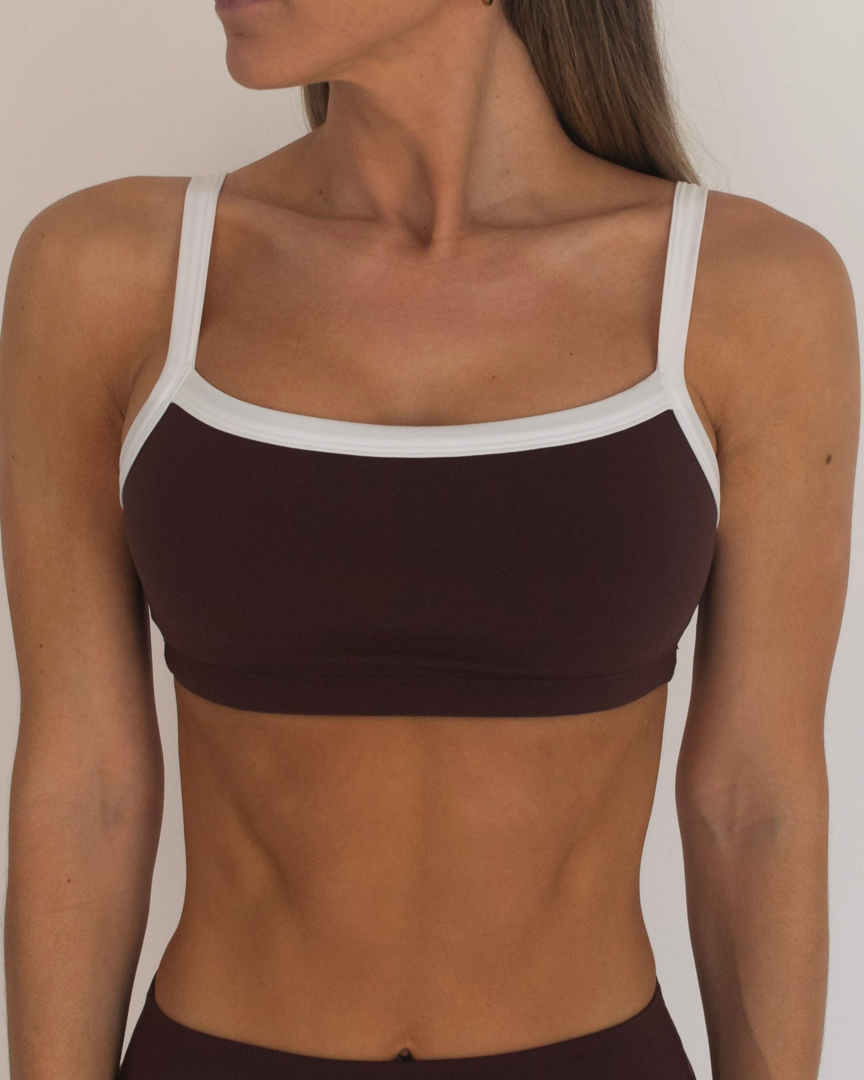 Basic Contrast Bra - Mocha Brown & White