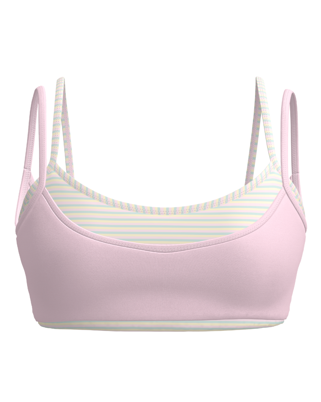 Double Layer Scoop Bra - Soft Pink & Retro Stripes