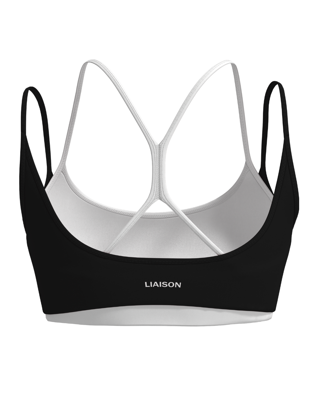 Double Layer Sporty Scoop Bra - Black & White