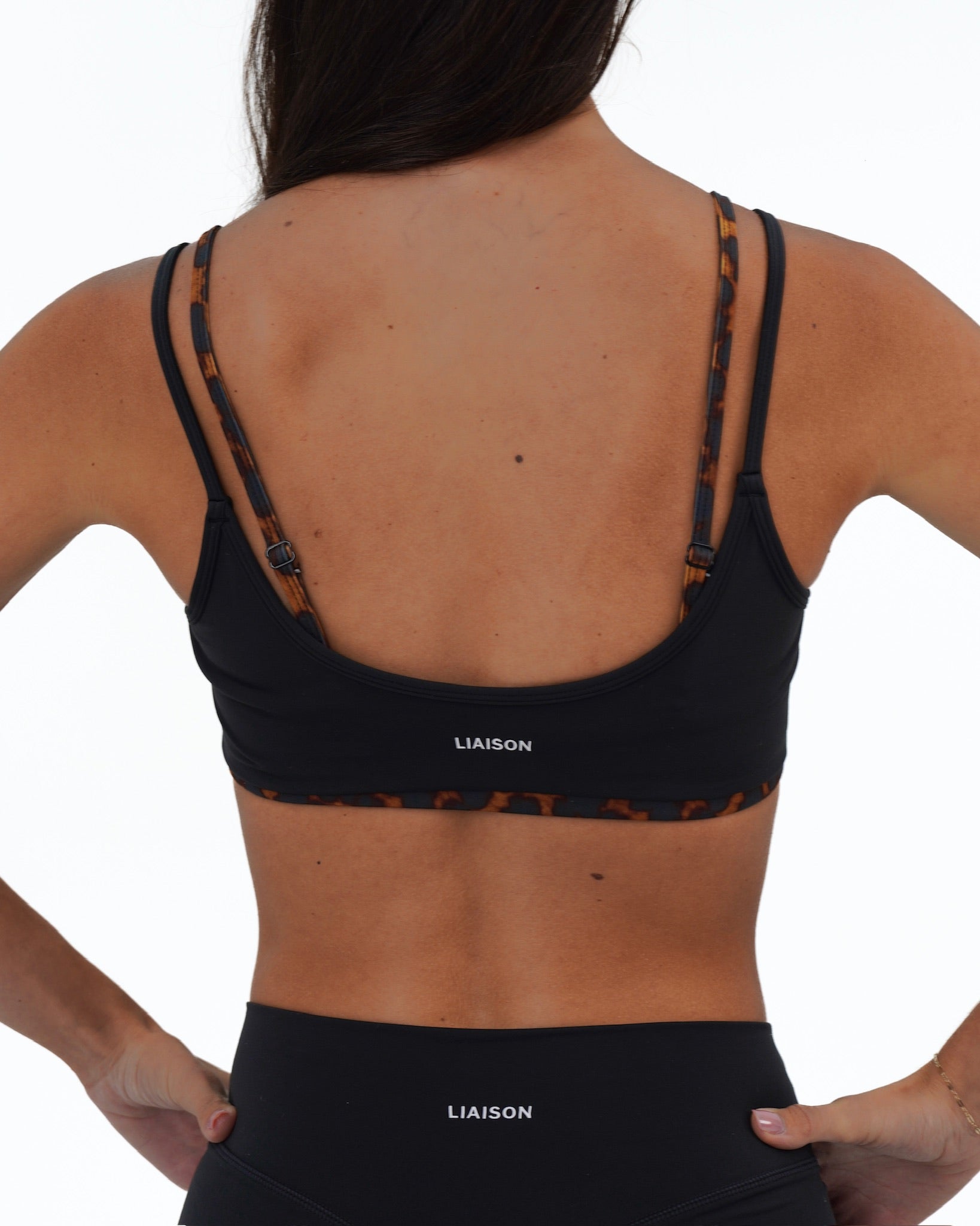 Double Layer Scoop Bra - Black & Tortoise