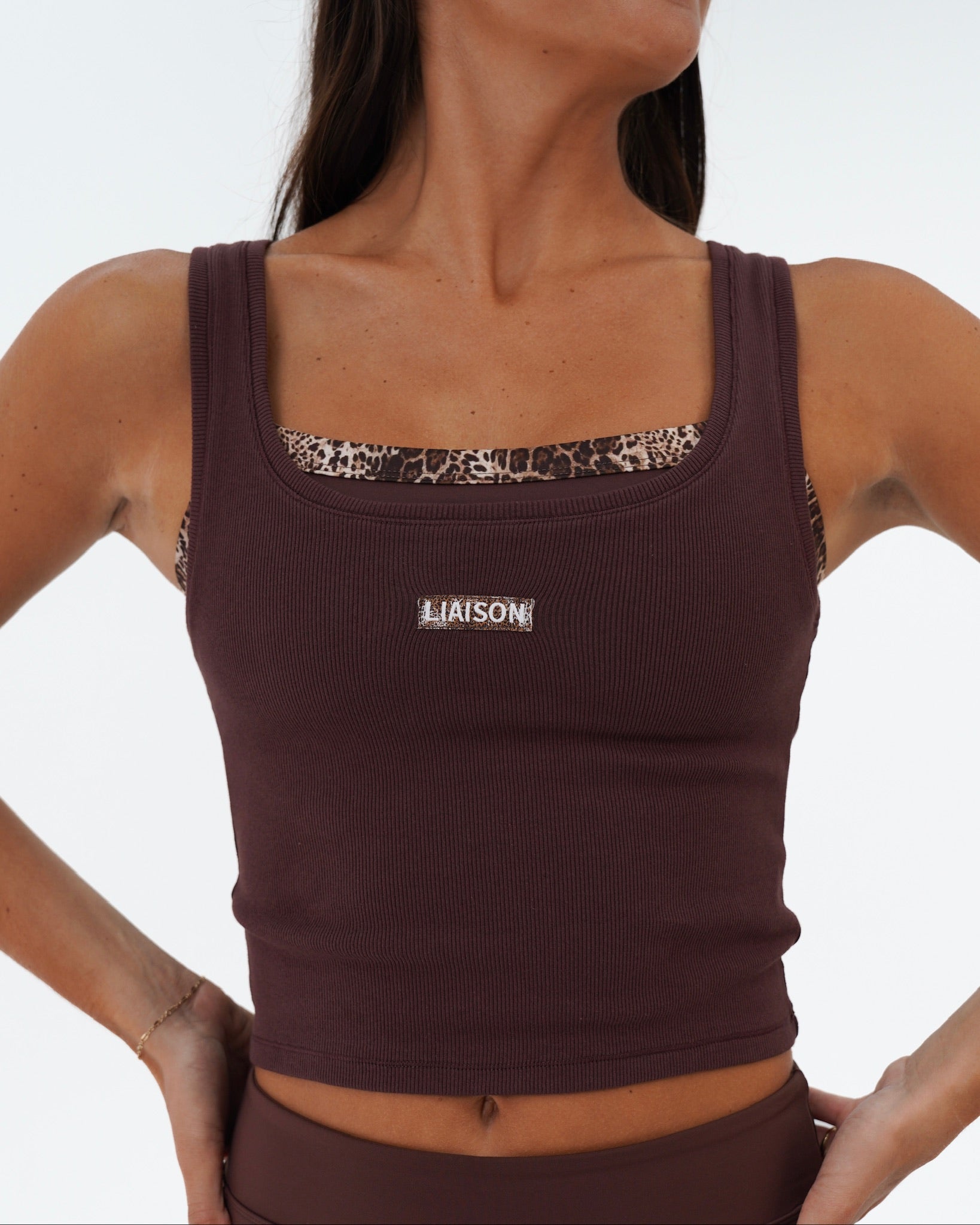 Signature Cotton Patch Tank - Mocha Brown & Wild Side