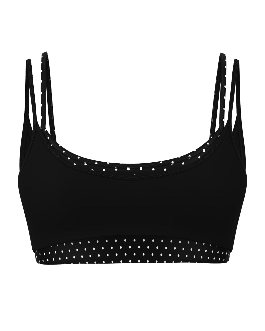 PRE-ORDER - Double Layer Scoop Bra - Black & White Polka Dots