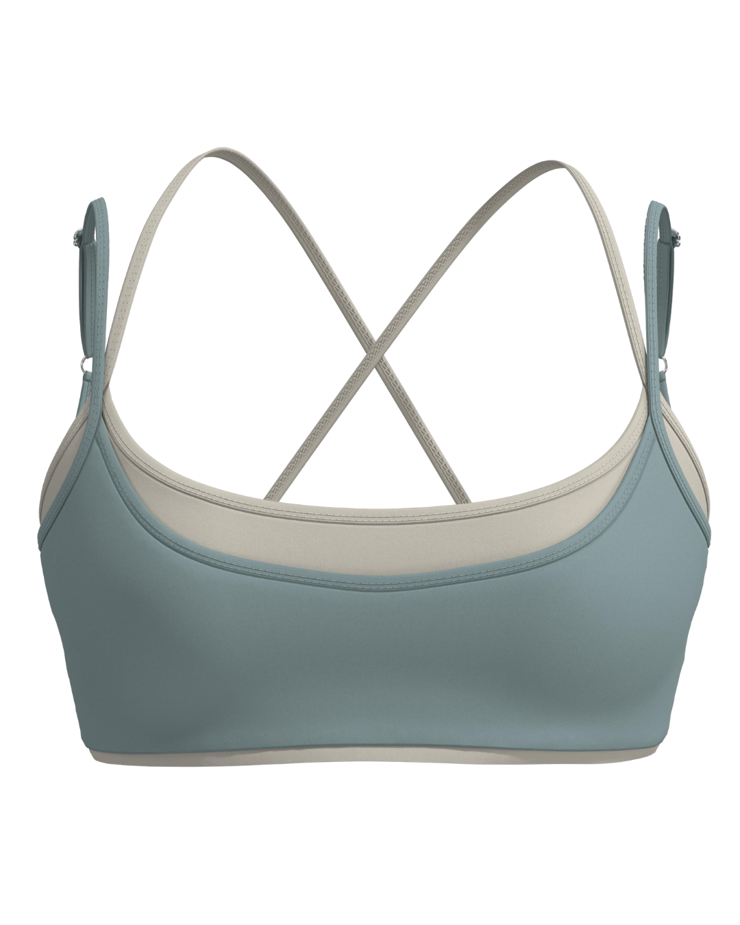 Layered Cross Back Bra - Icey Blue & Sand