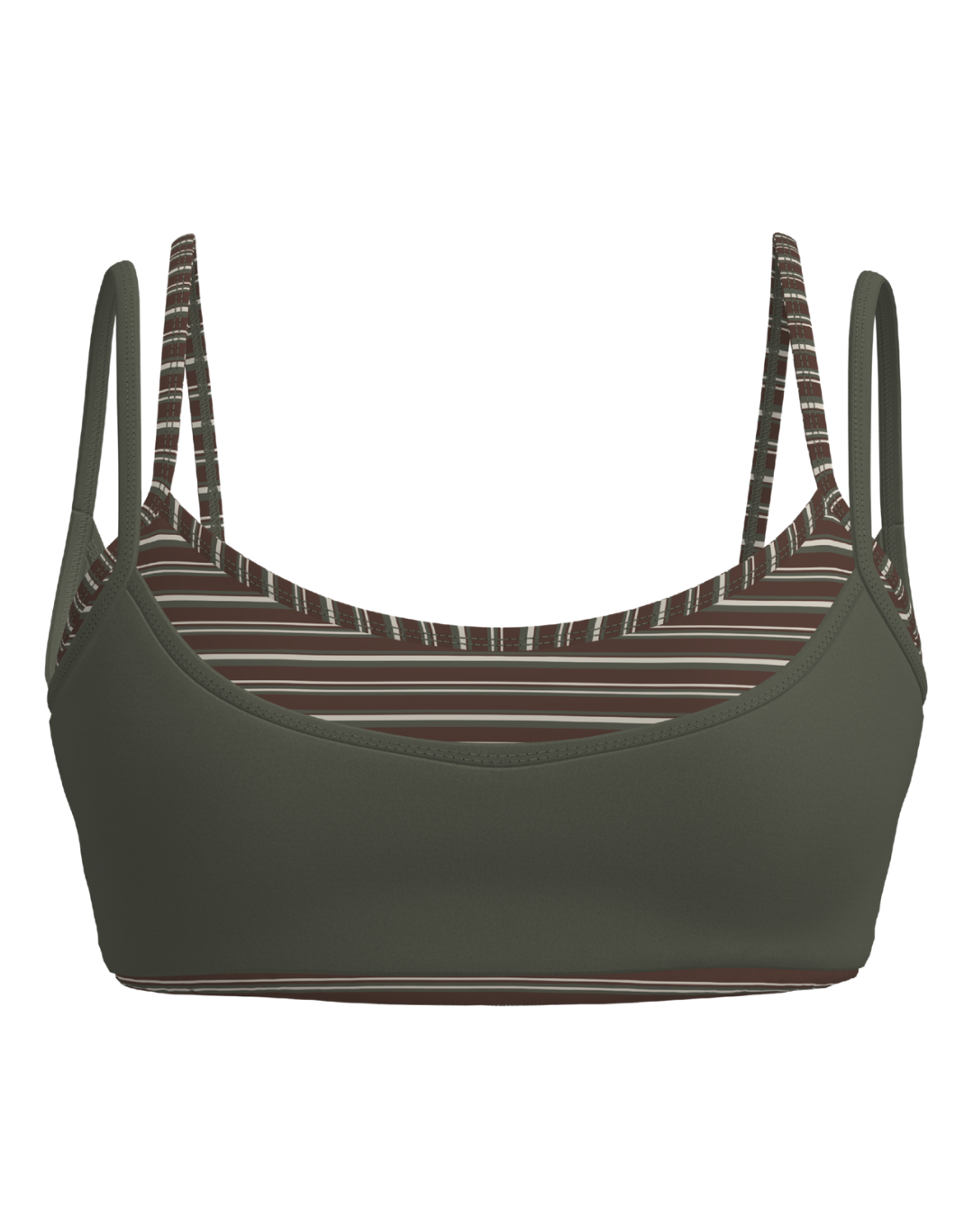 Double Layer Scoop Bra - Palm & Trailside Stripes
