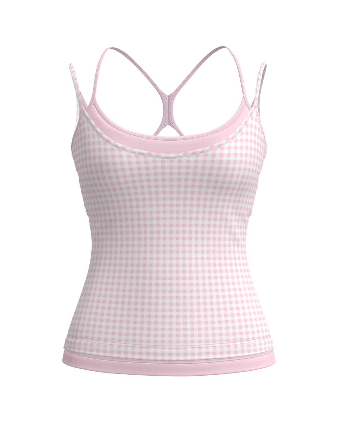 SCL Double Layer Sporty Tank - Gingham & Soft Pink