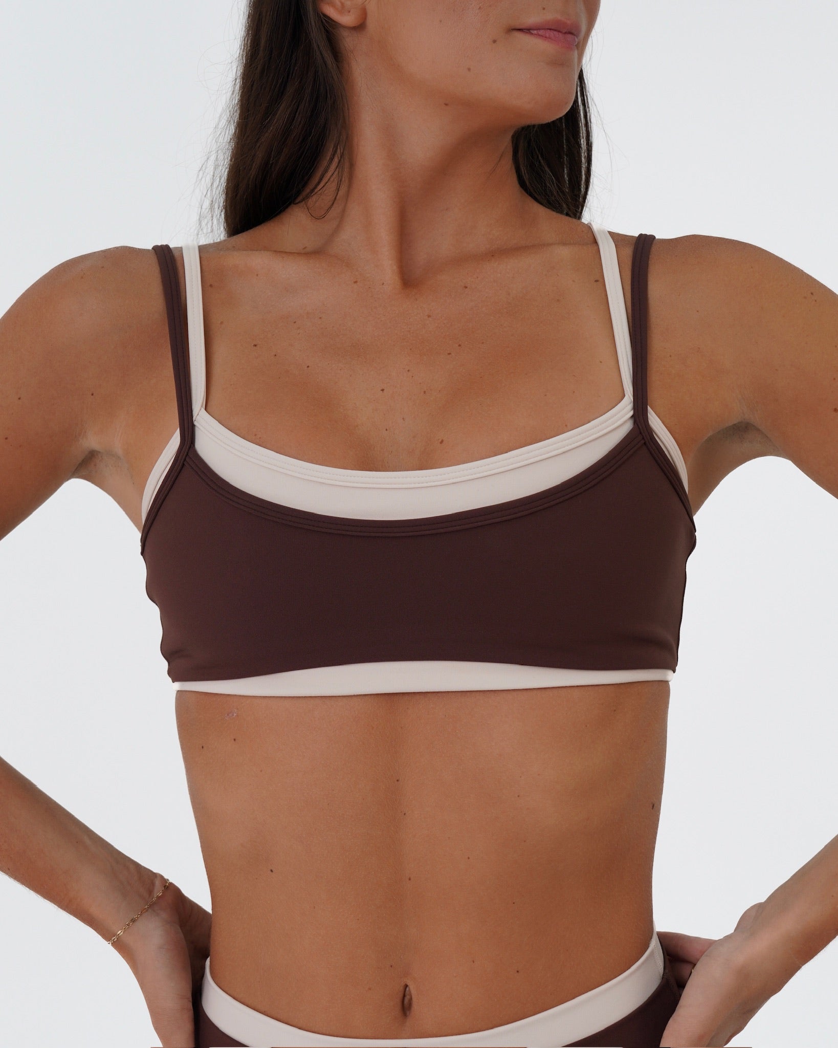 Double Layer Scoop Bra - Mocha Brown & Sand