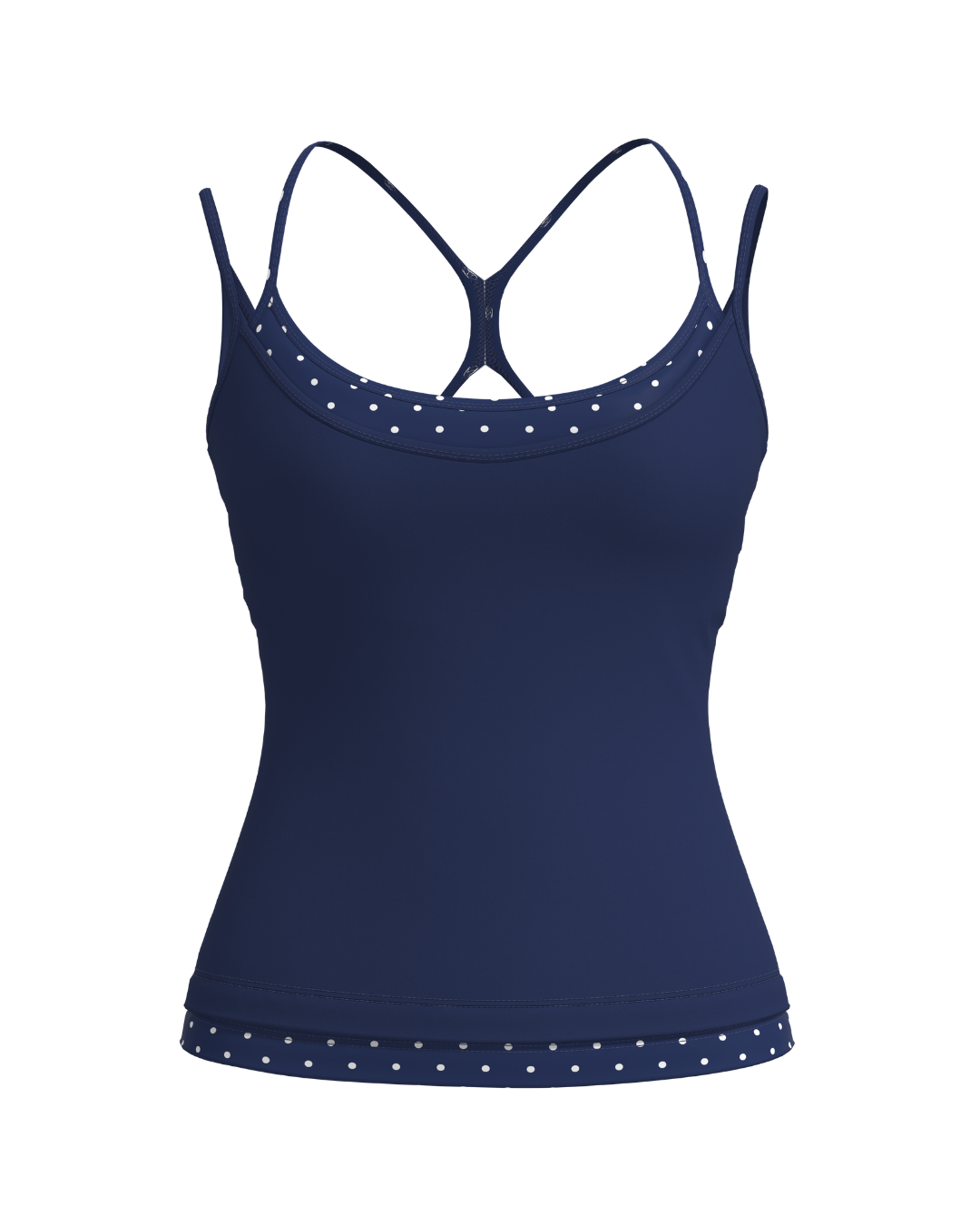 Double Layer Sporty Tank - Cypress & White Polka Dots