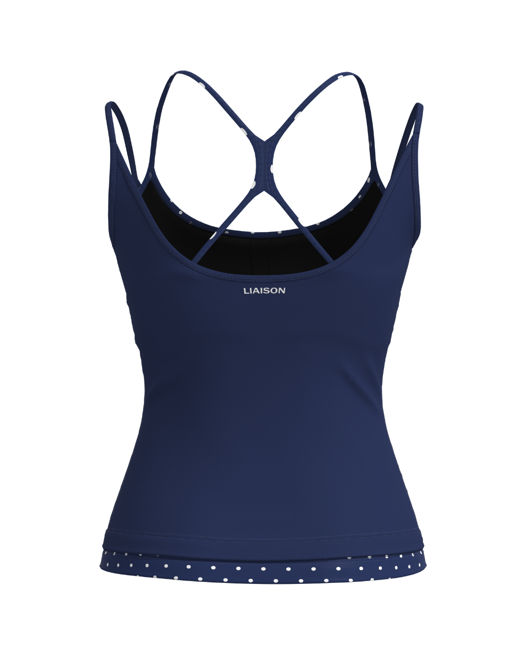 Double Layer Sporty Tank - Cypress & White Polka Dots