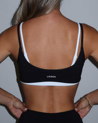 Double Layer Scoop Bra - Black & White