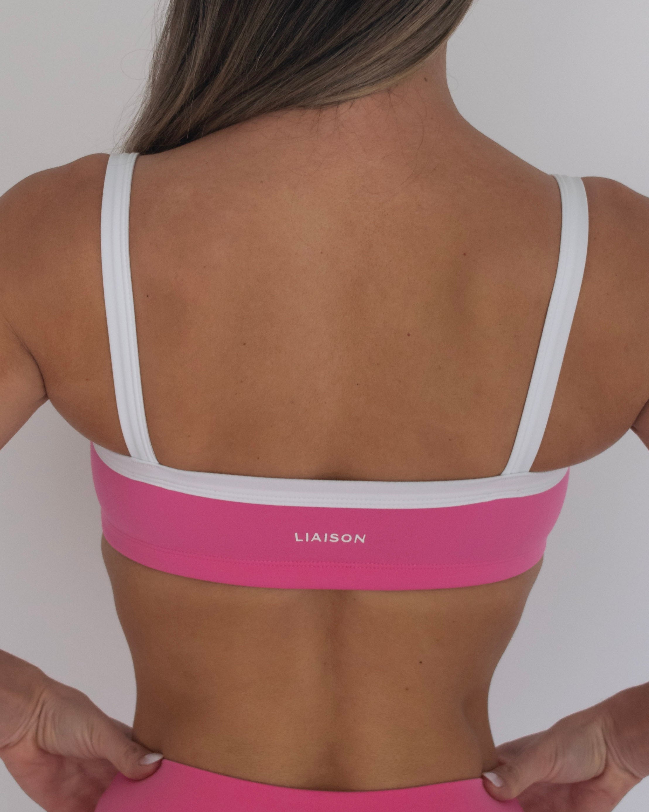 Basic Contrast Bra - Passion Pink & White