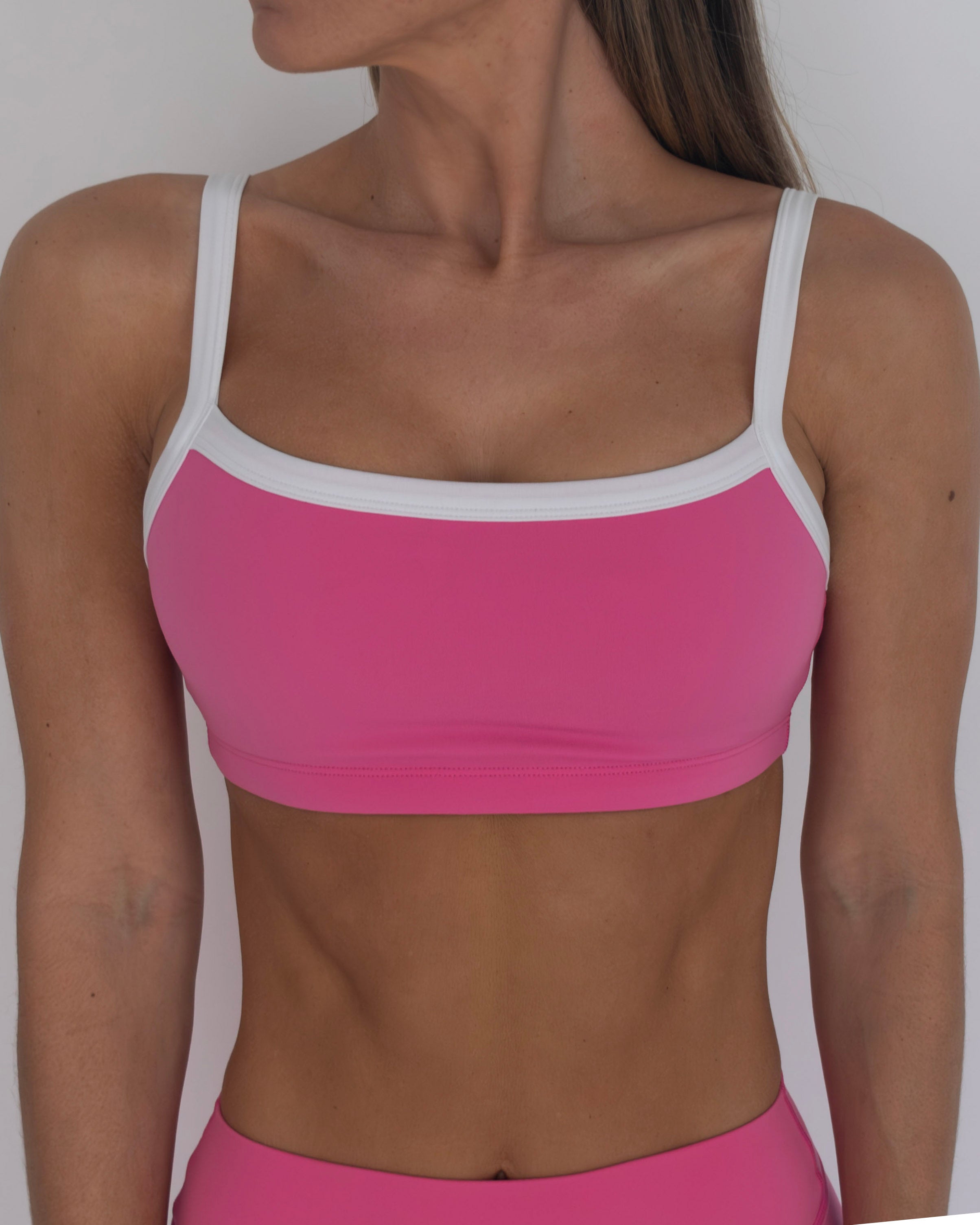 Basic Contrast Bra - Passion Pink & White