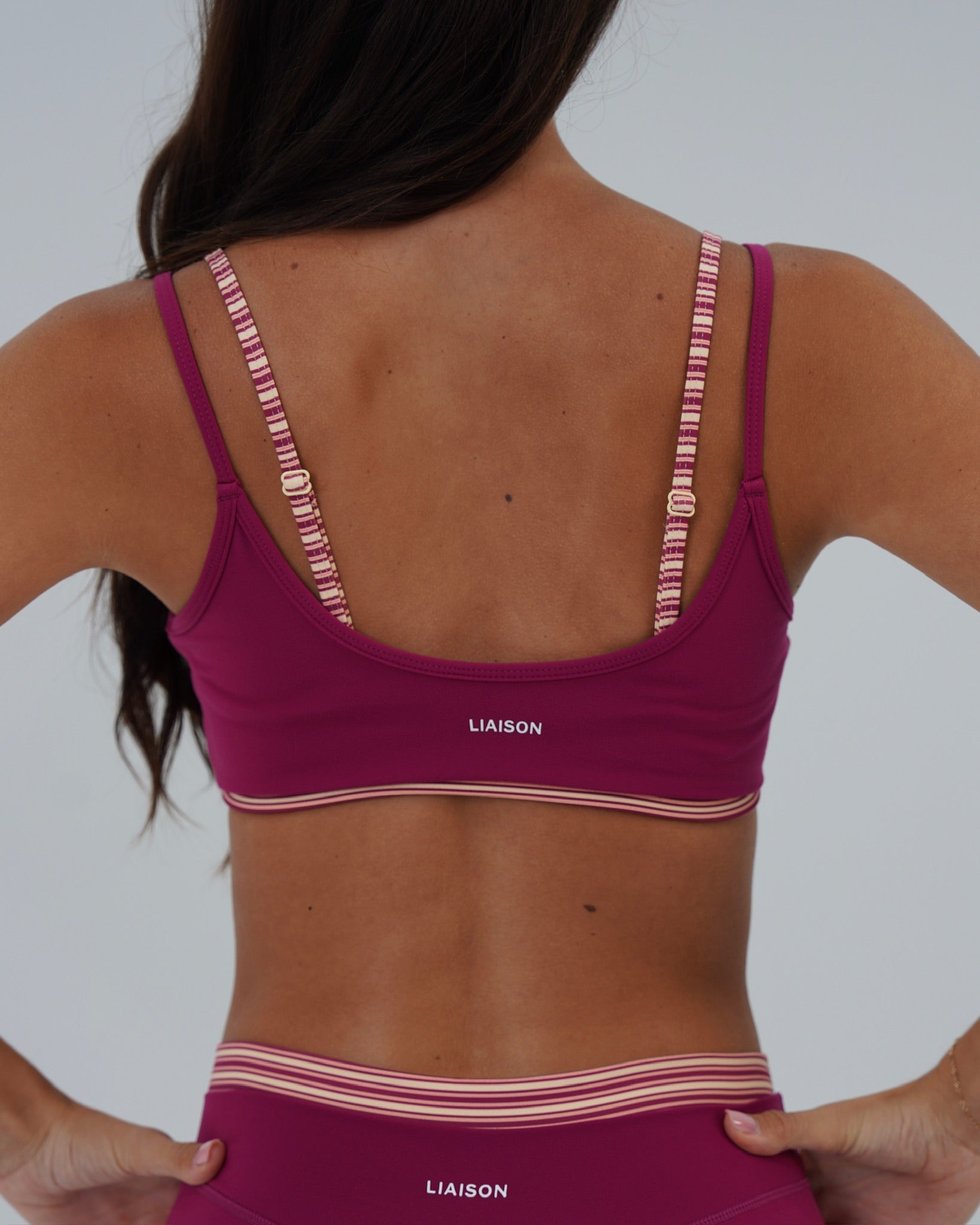 Double Layer Scoop Bra - Berry & Aftersun Stripes