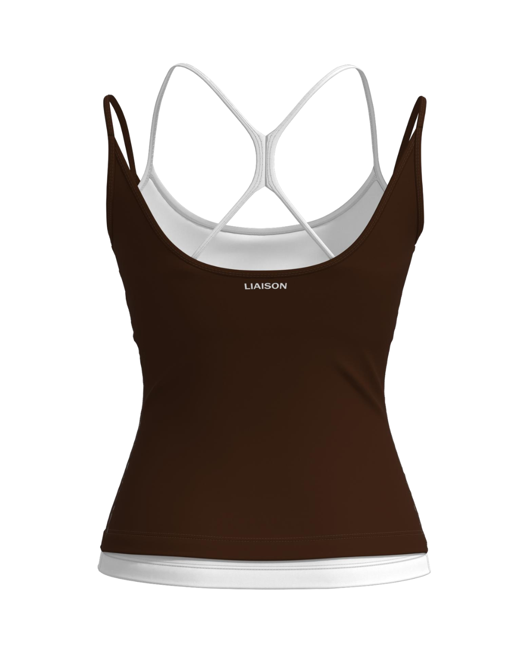 Double Layer Sporty Tank - Mocha Brown & White