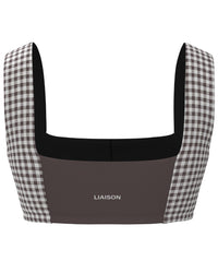 Luxe Square Neck Bra - Ash Brown & Gingham