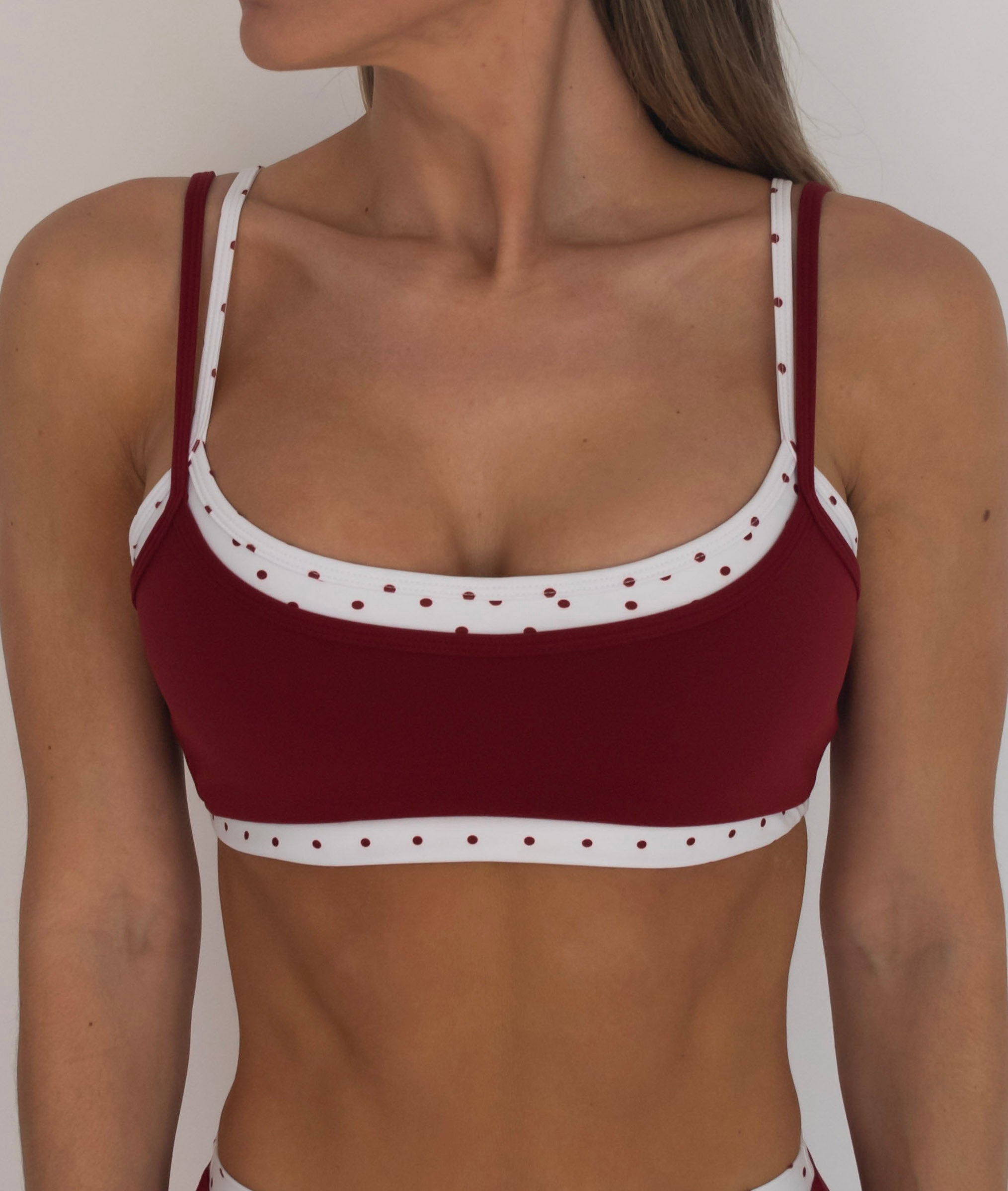 Double Layer Scoop Bra - Kiss & White Polka Dots