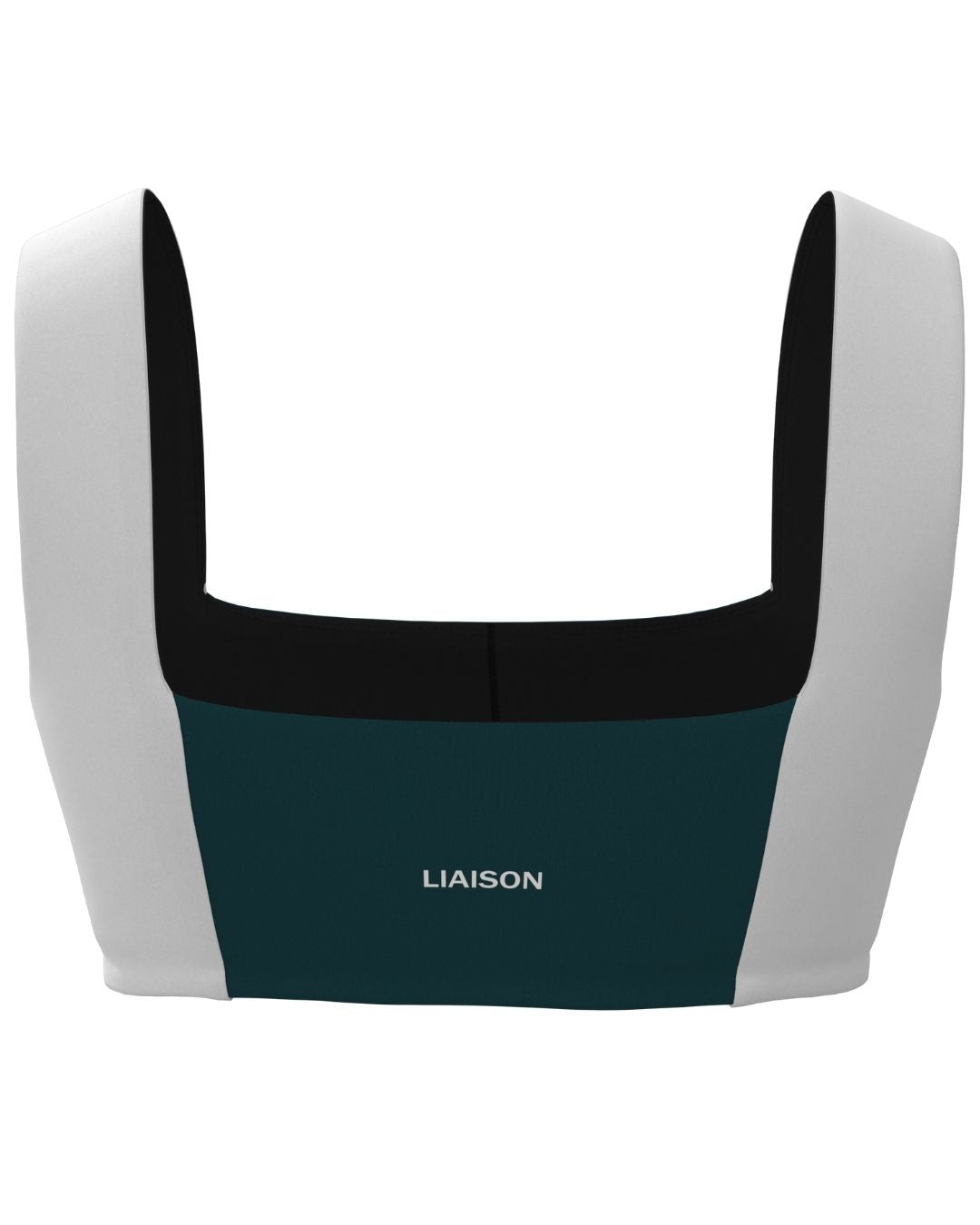 Luxe Square Neck Bra - Deep Teal & White