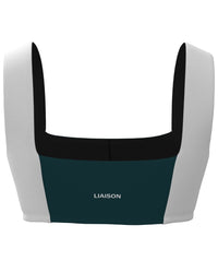 Luxe Square Neck Bra - Deep Teal & White