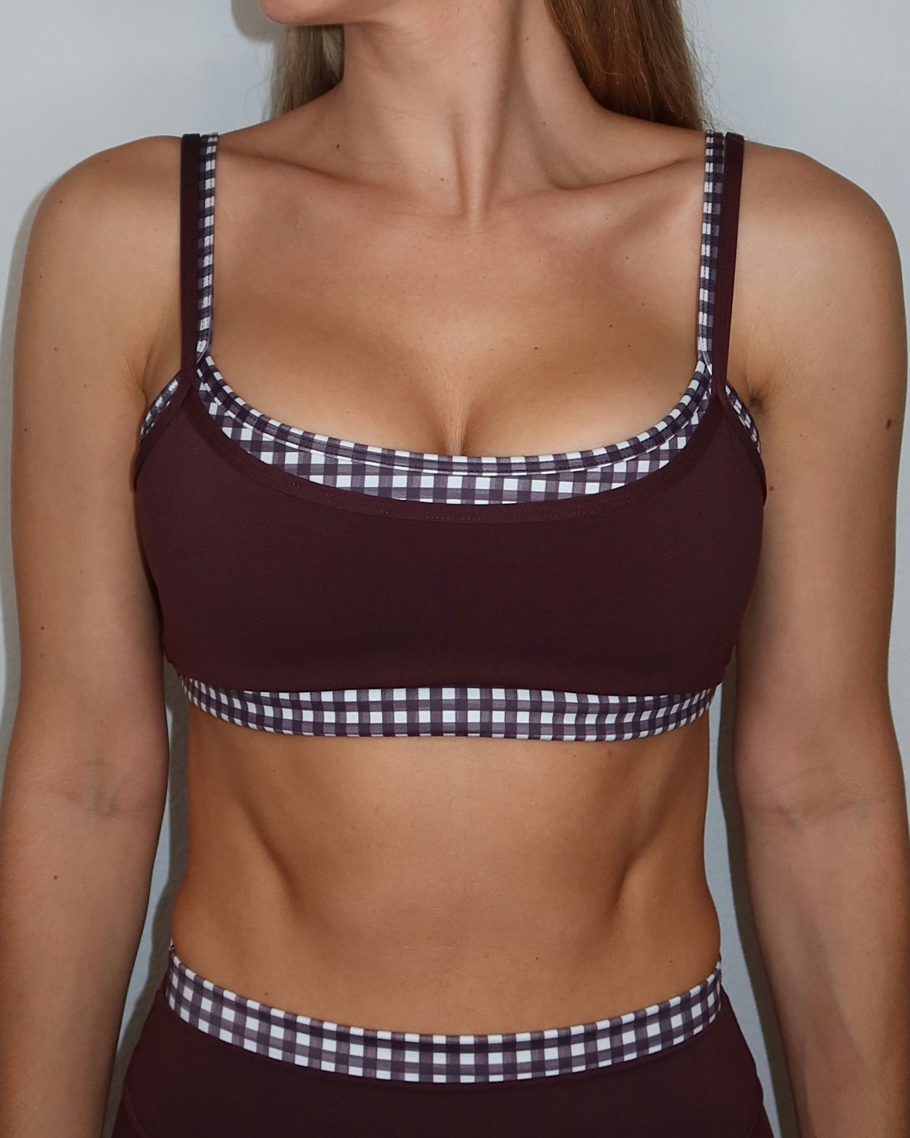 Double Layer Scoop Bra - Chocolate Cherry & Gingham