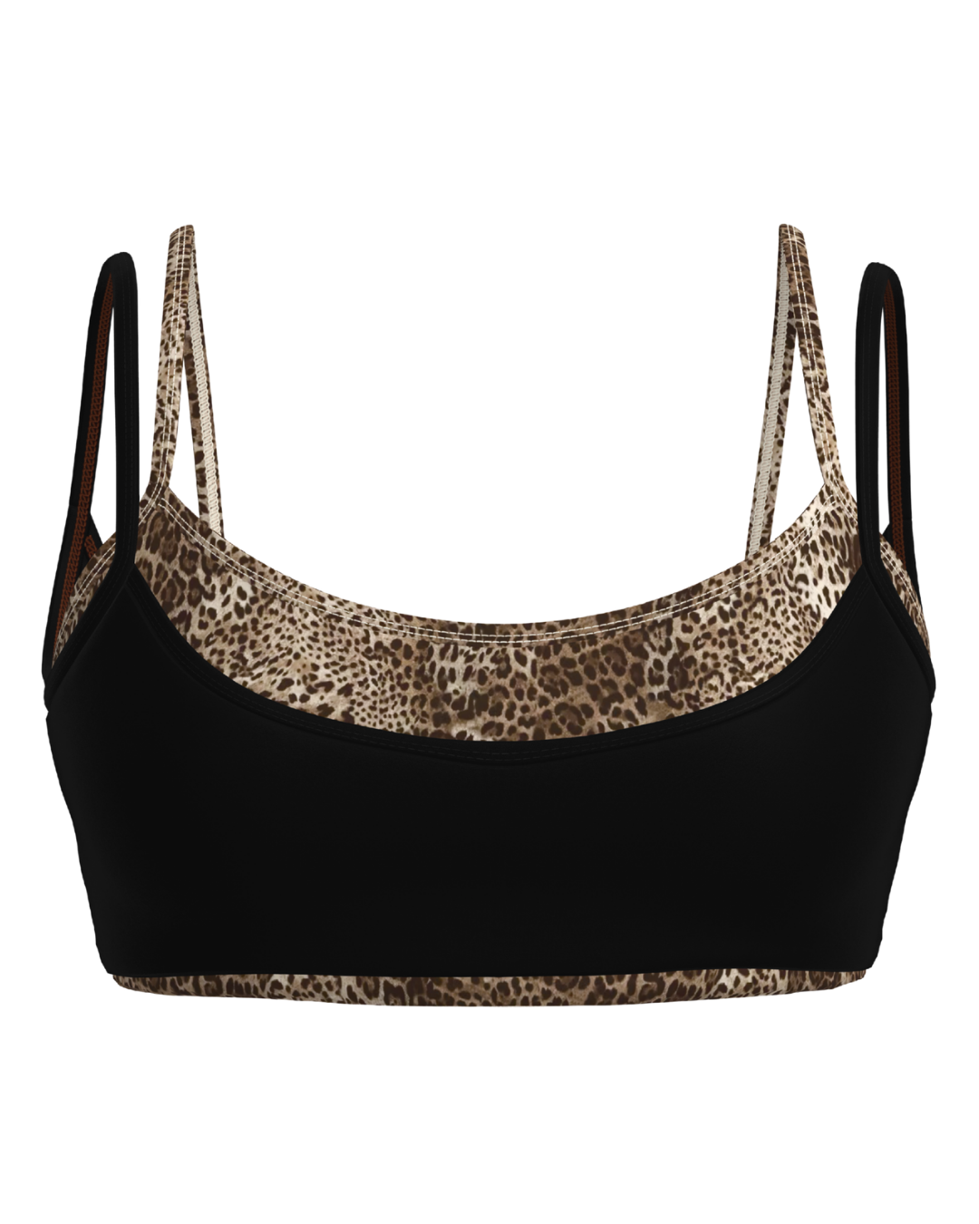 Double Layer Scoop Bra - Black & Wild Side