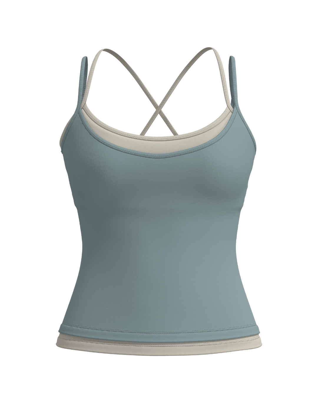 Layered Cross Back Tank - Icey Blue & Sand