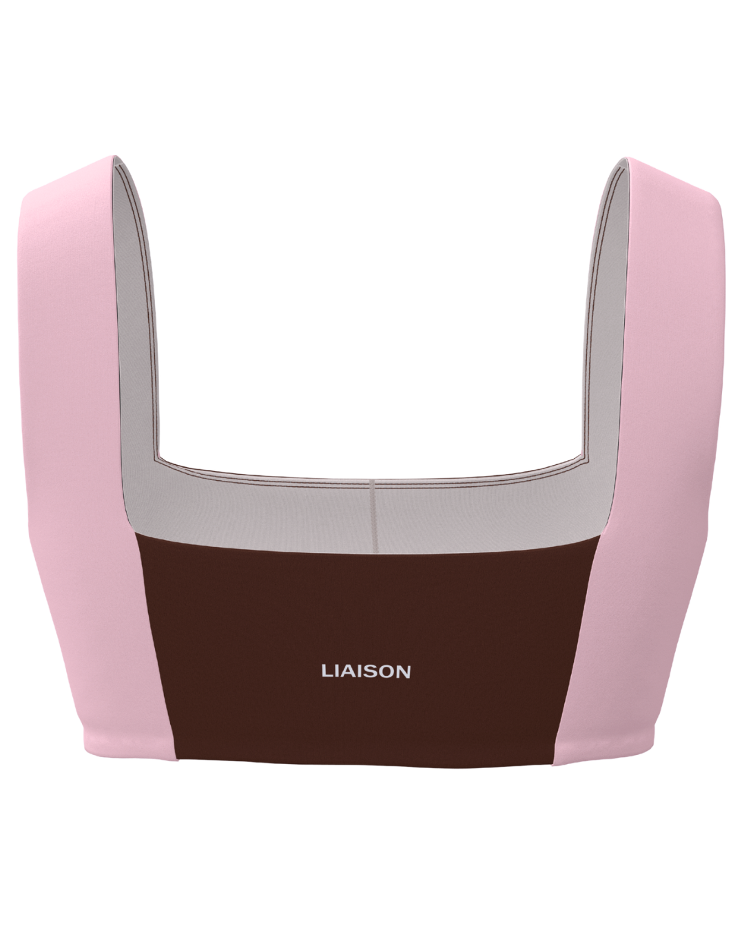 PRE-ORDER - Luxe Square Neck Bra - Mocha Brown & Soft Pink