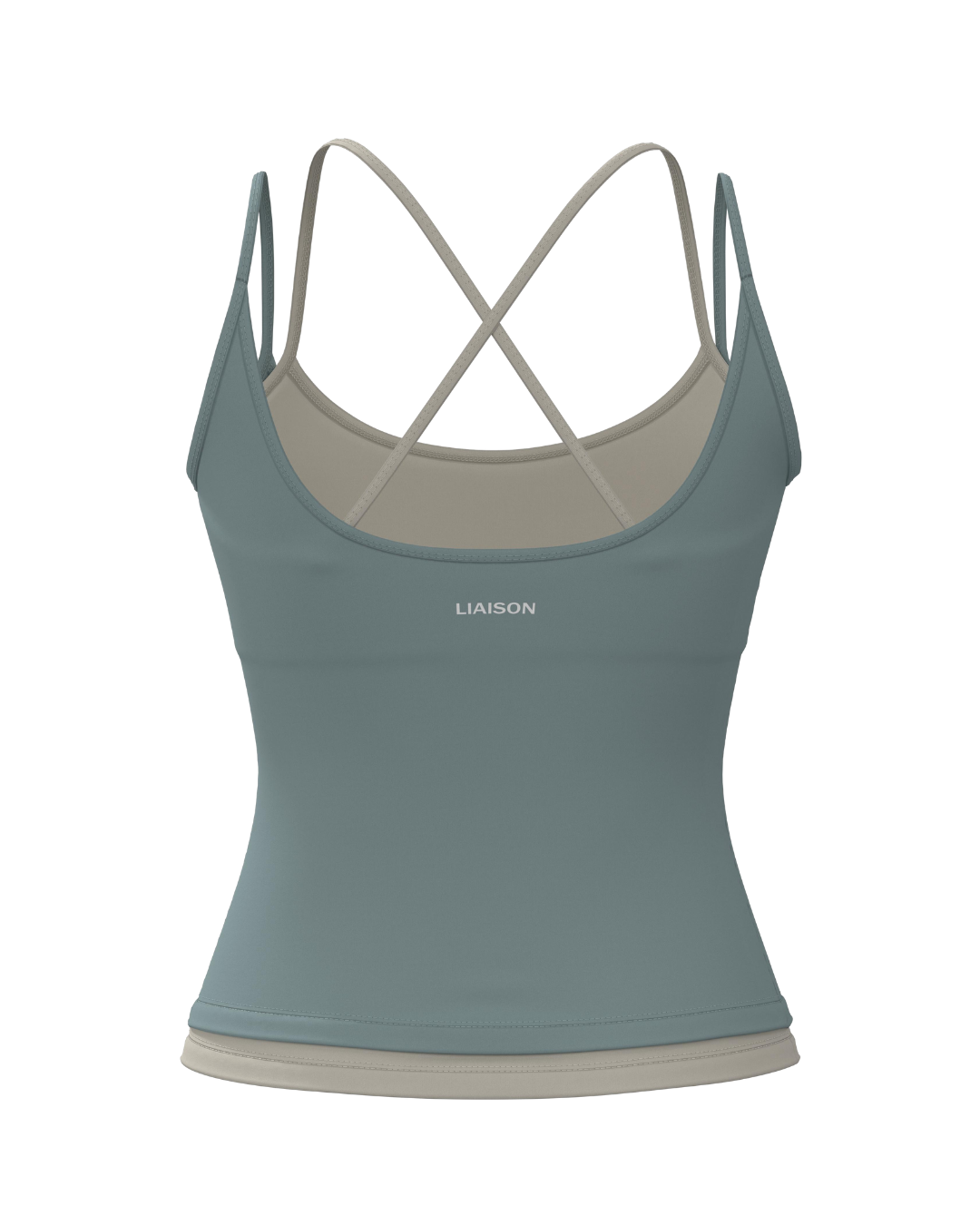 Layered Cross Back Tank - Icey Blue & Sand