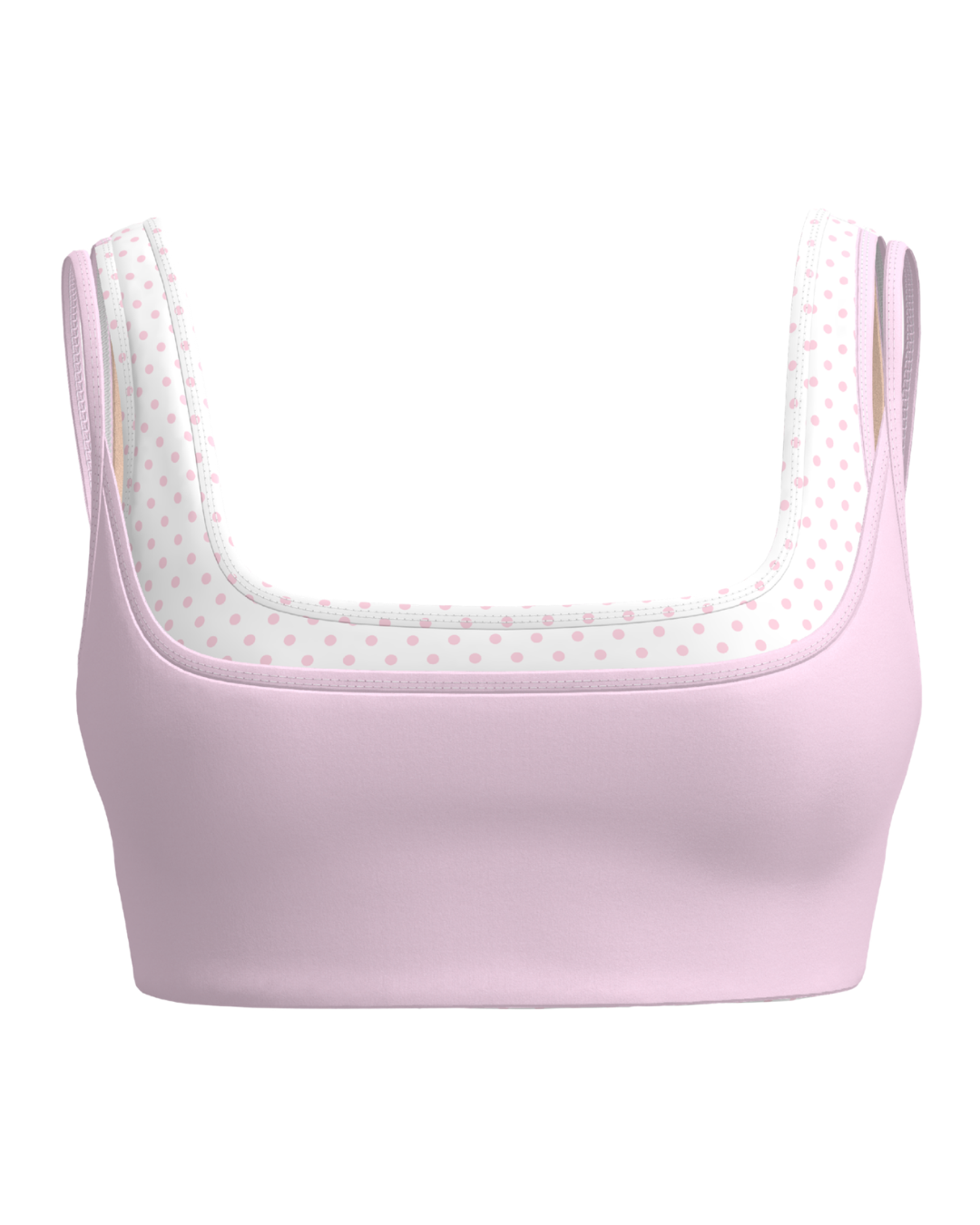 Double Layer Core Bra - Soft Pink & White Polka Dots