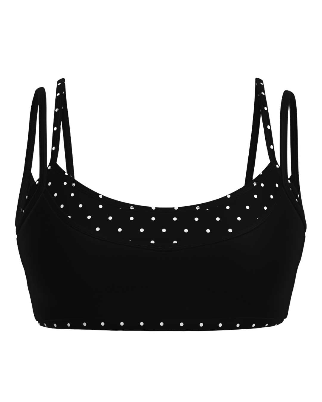 PRE-ORDER - Double Layer Scoop Bra - Black & White Polka Dots
