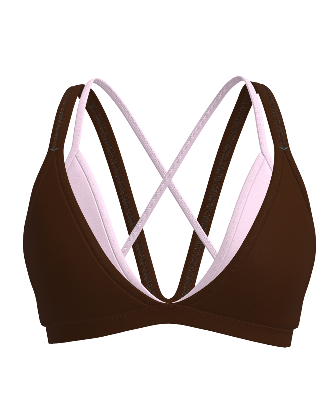 Double Layer Pulse Bra - Mocha Brown & Soft Pink