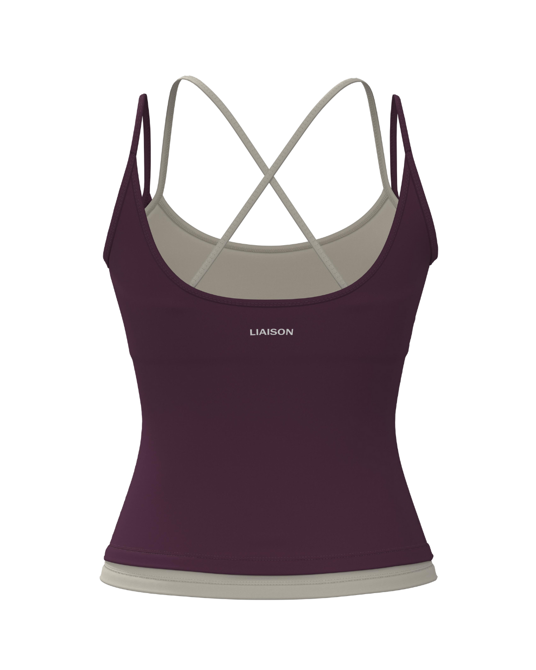 Layered Cross Back Tank - Merlot & Sand