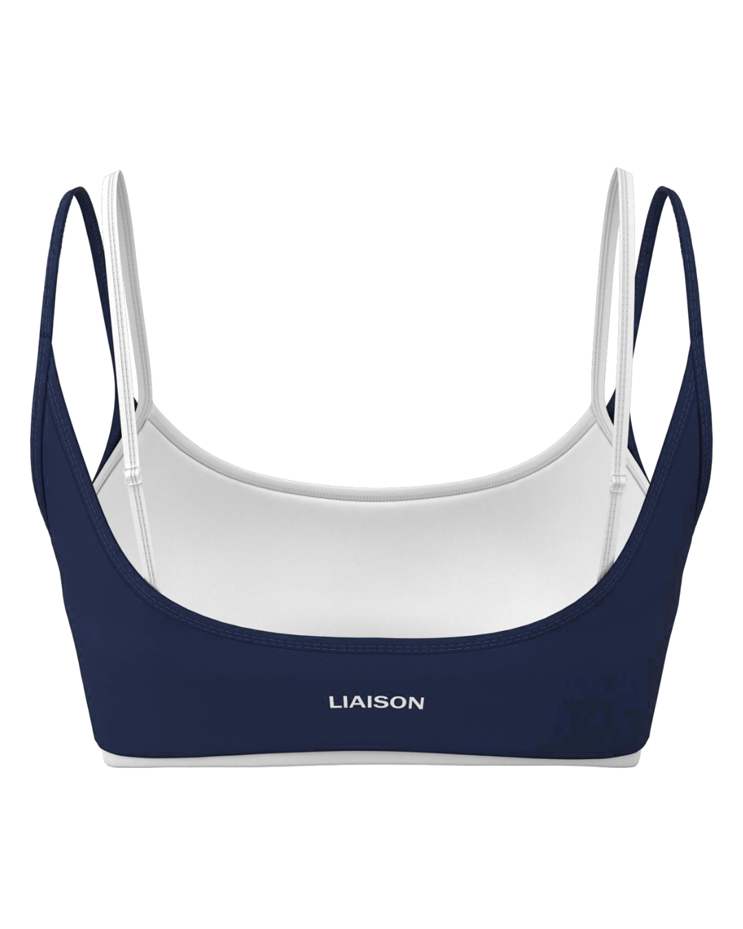 Double Layer Scoop Bra - Navy & White