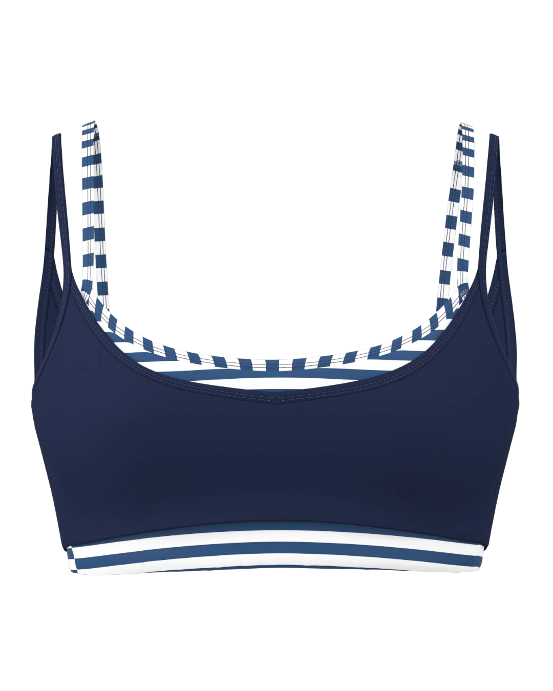 Double Layer Scoop Bra - Navy & Stripes