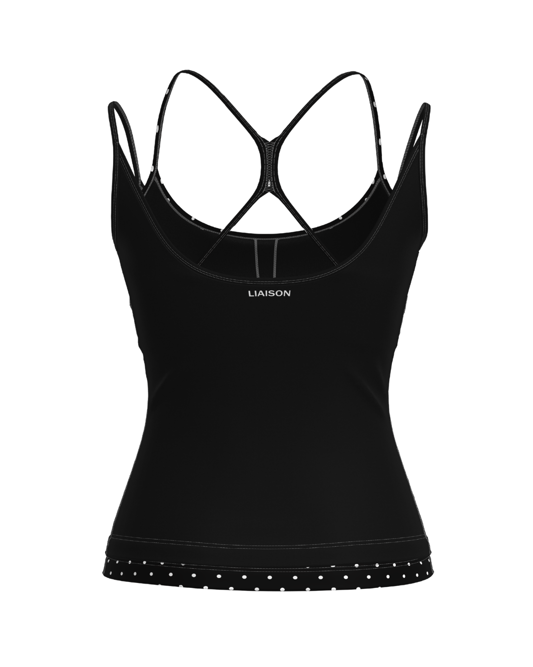 Double Layer Sporty Tank - Black & White Polka Dots