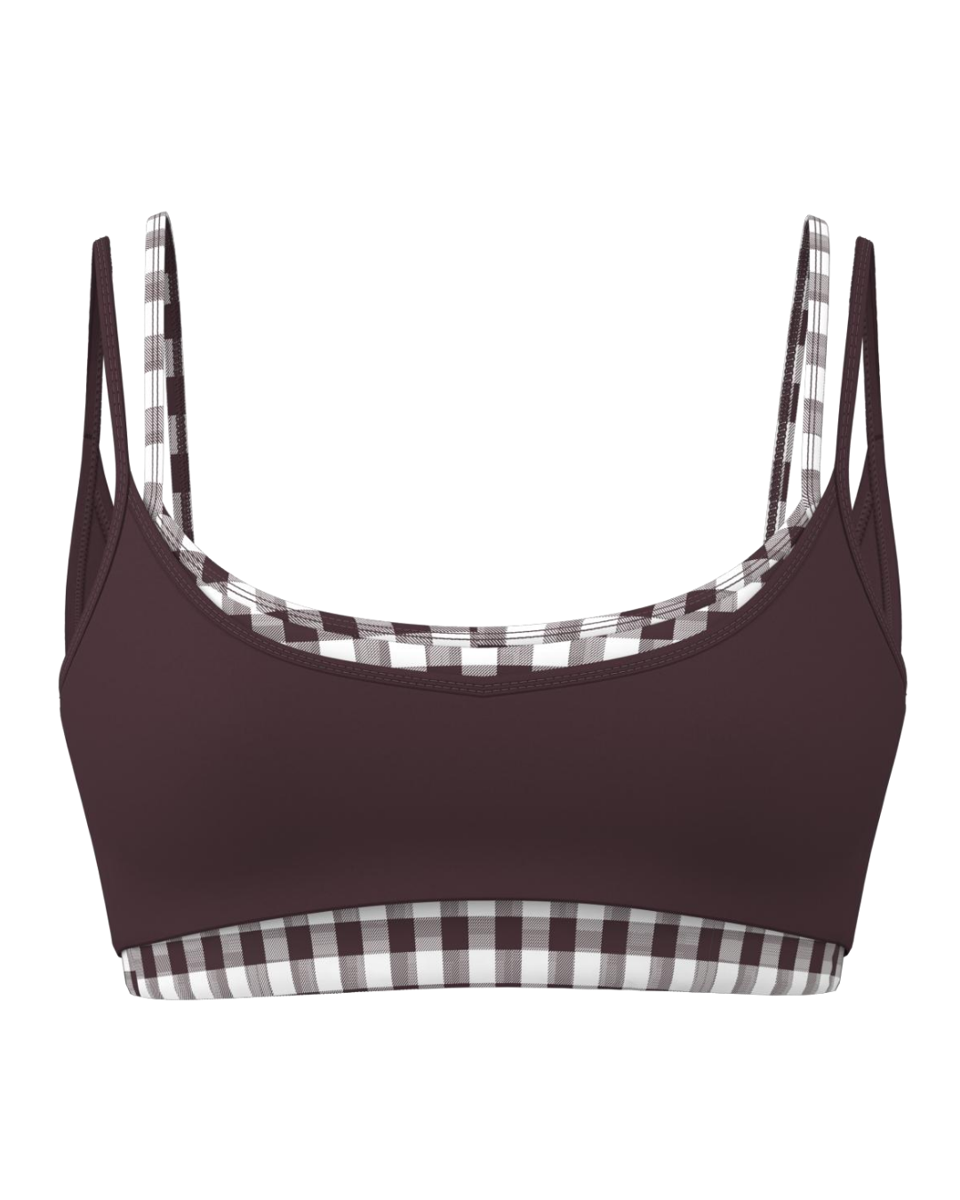 Double Layer Scoop Bra - Chocolate Cherry & Gingham