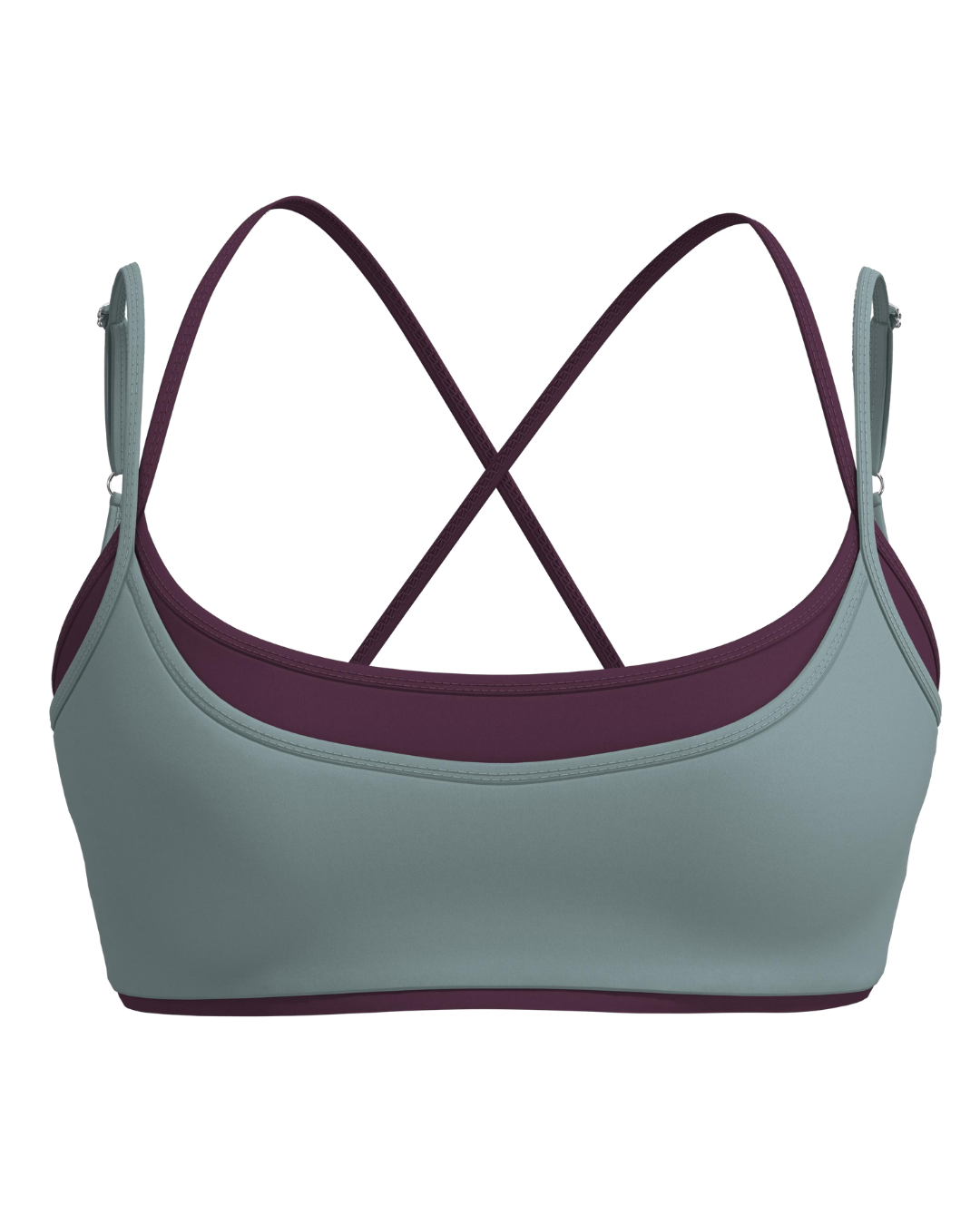 Layered Cross Back Bra - Icey Blue & Merlot