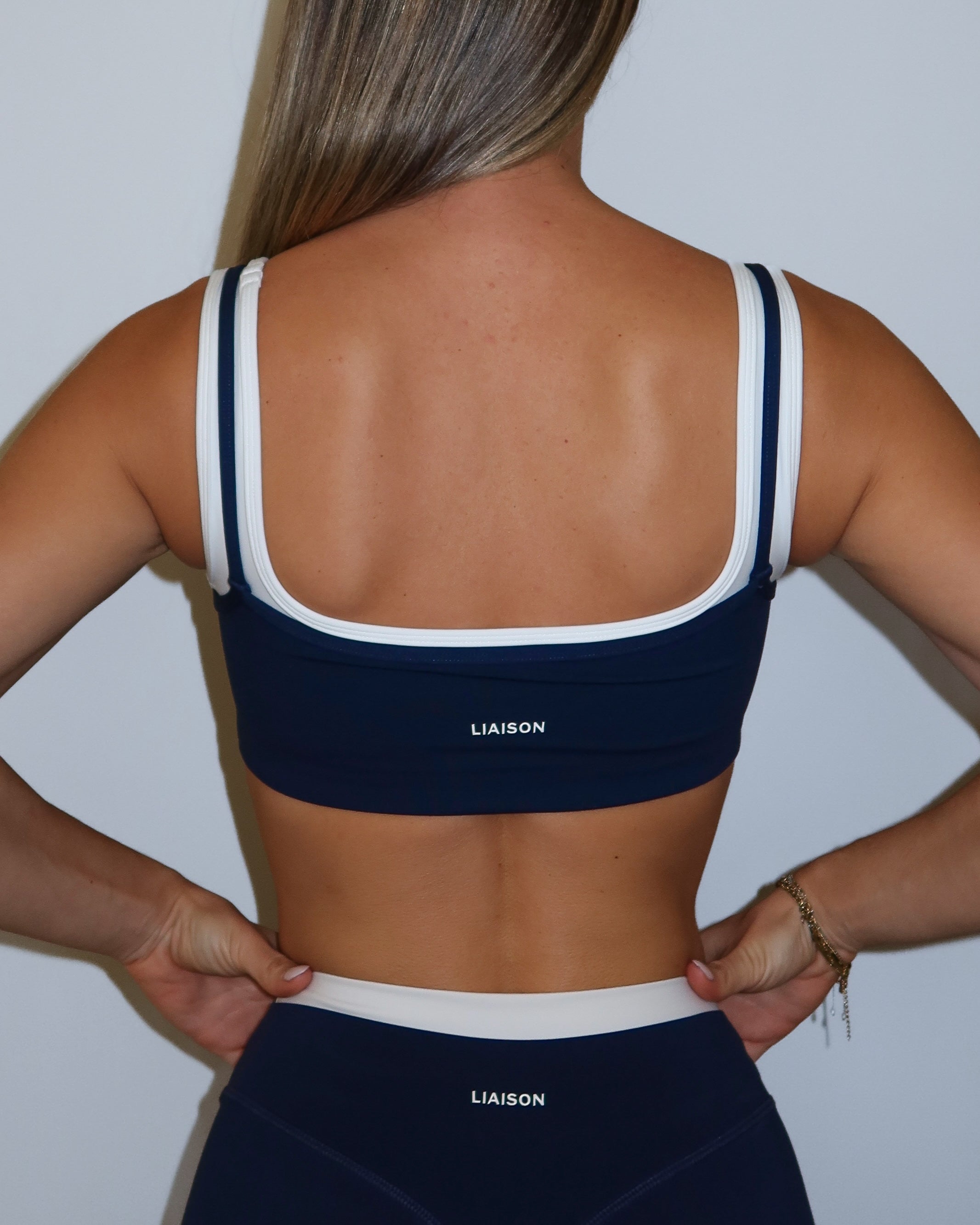 Double Layer Core Bra - Navy & White