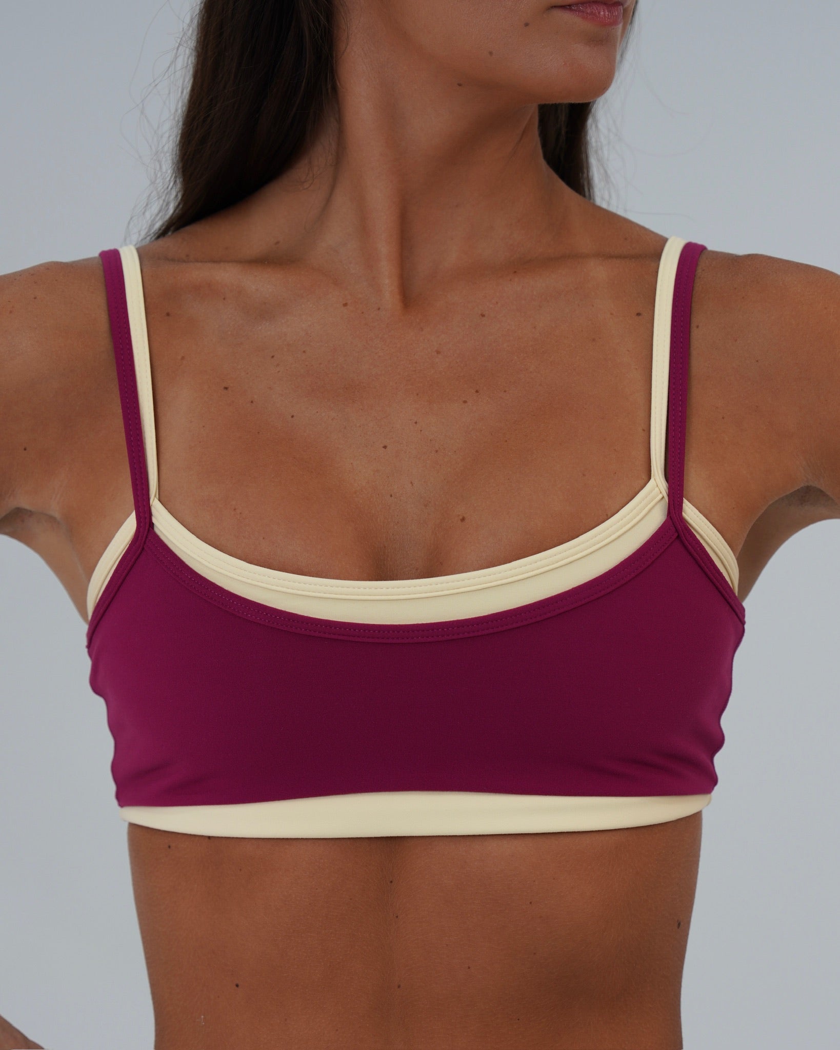 Double Layer Scoop Bra - Berry & Daylight