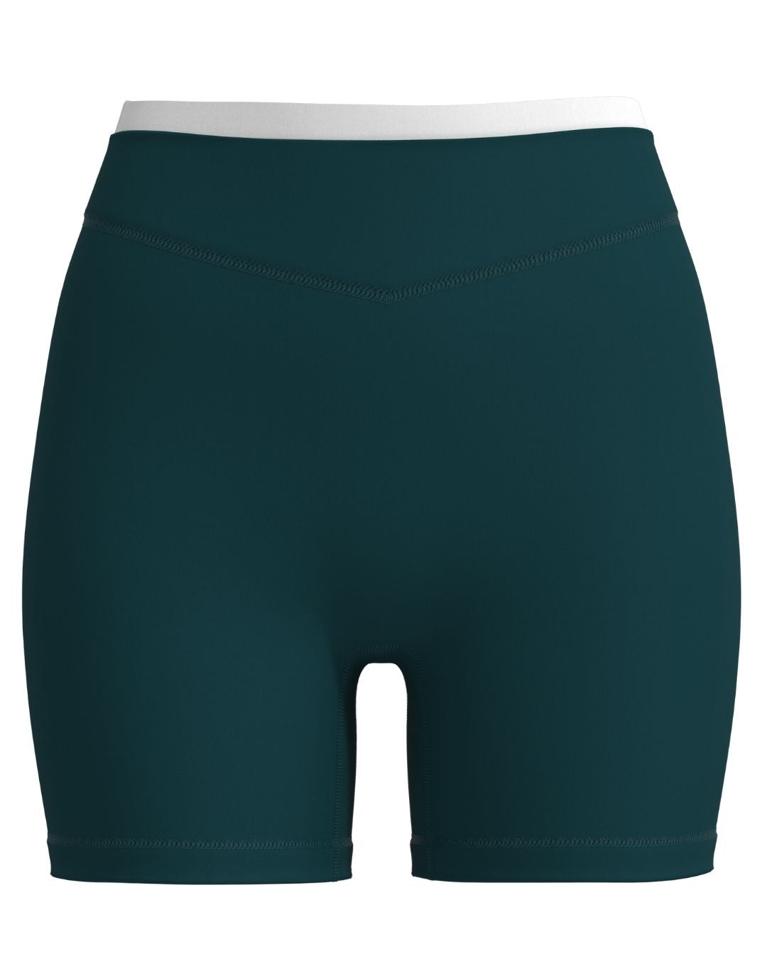 Layered Sculpt Short (text logo) - Deep Teal & White