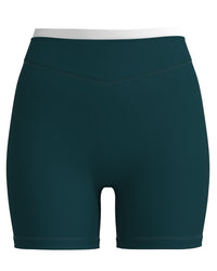 Layered Sculpt Short (text logo) - Deep Teal & White