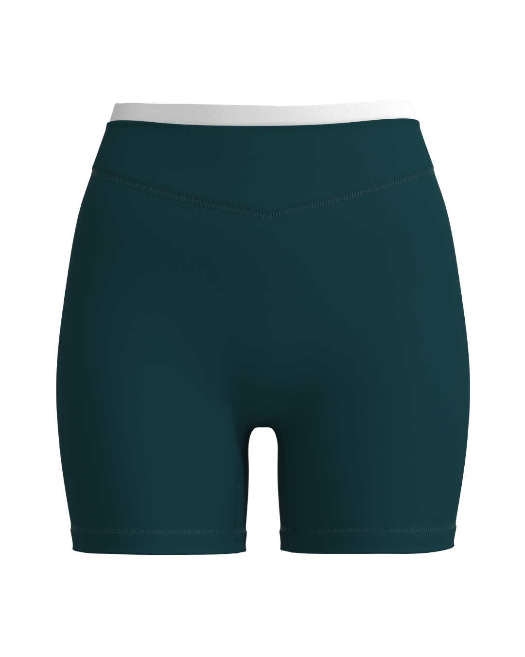 Layered Sculpt Short (text logo) - Deep Teal & White