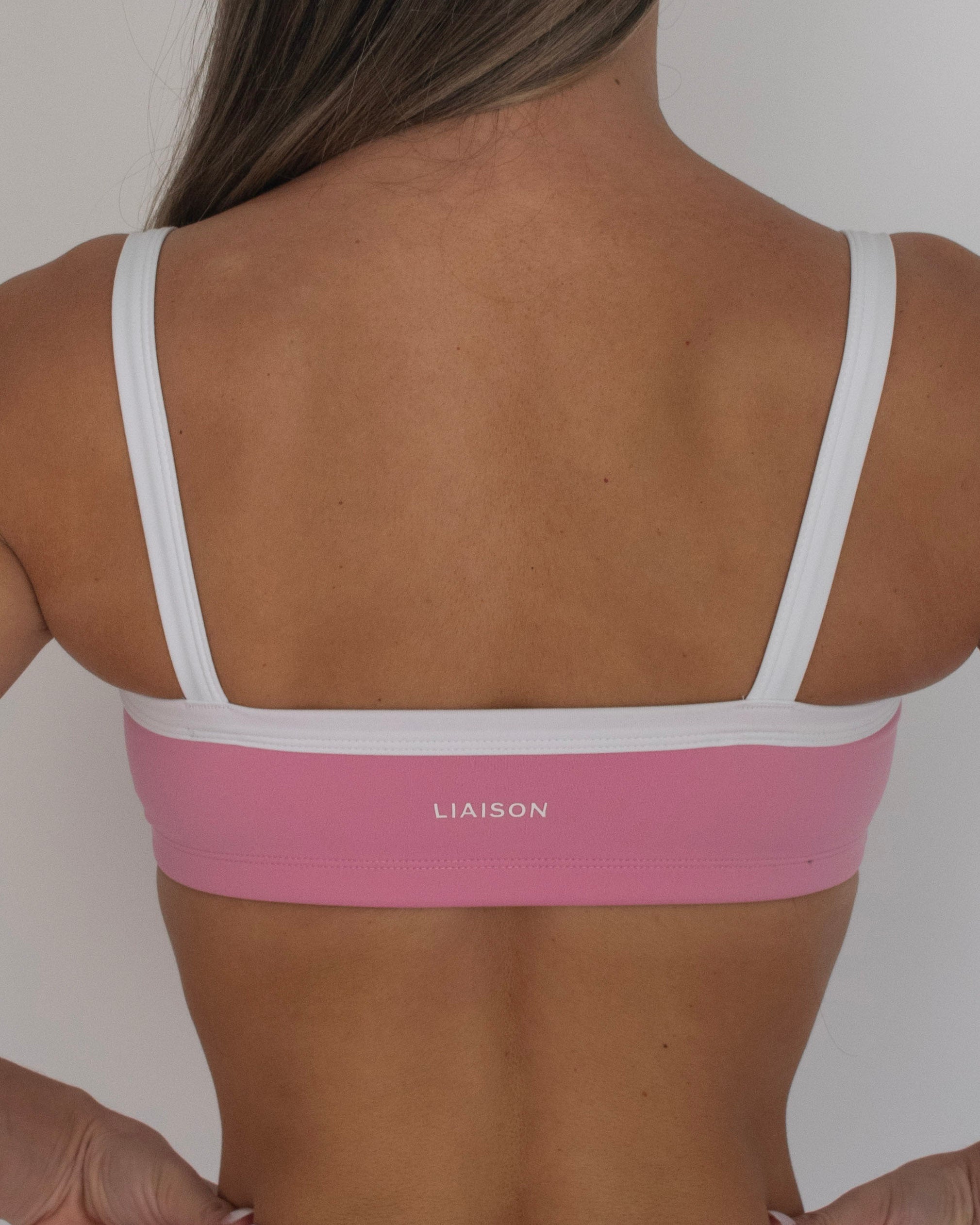 Basic Contrast Bra - Petal Pink & White