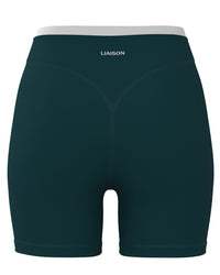 Layered Sculpt Short (text logo) - Deep Teal & White